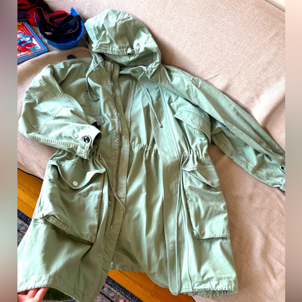 Green Hooded Jacket Parka Coat Cotton Twill Club Monaco